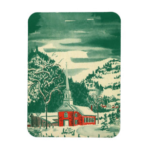 Weihnachtskirche, Schnee im Winter Magnet