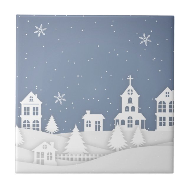 Weihnachtskirchenlandschaft Fliese (Vorderseite)