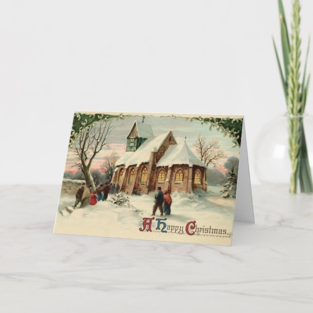 Weihnachtskirchenparissonder in der Morgenmesse Feiertagskarte (Vorderseite)