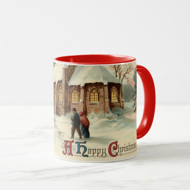 Weihnachtskirchenparissonder in der Morgenmesse Tasse (VorderseiteRechts)