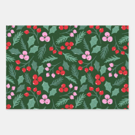 Weihnachtskirsche nahtloses Muster Geschenkpapier Set