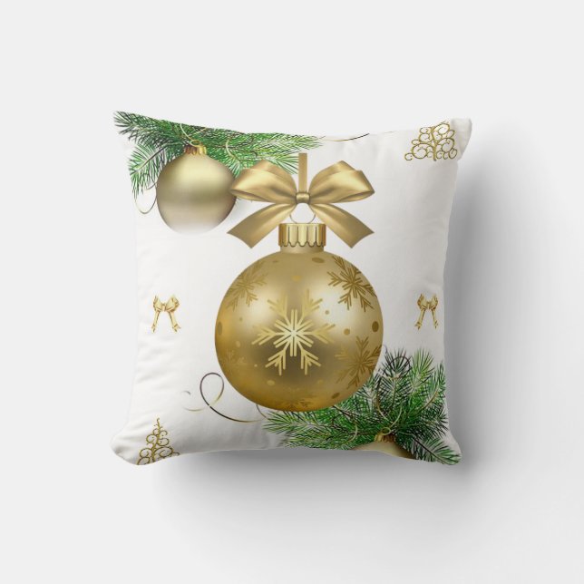Weihnachtskissen, Goldkugeln Kissen (Vorderseite)