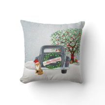 Weihnachtskissen mit Baum und Automobil
