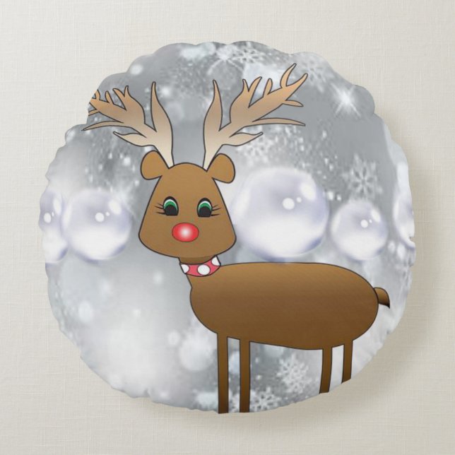 Weihnachtskissen, Rentier Rundes Kissen (Vorderseite)