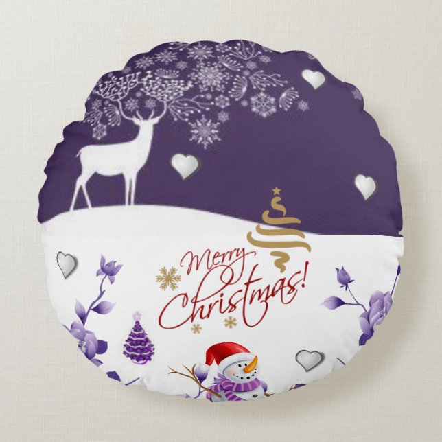 Weihnachtskissen, Rentier Rundes Kissen (Vorderseite)