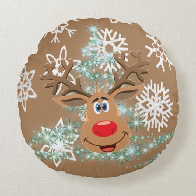 Weihnachtskissen, Rentier Rundes Kissen (Vorderseite)