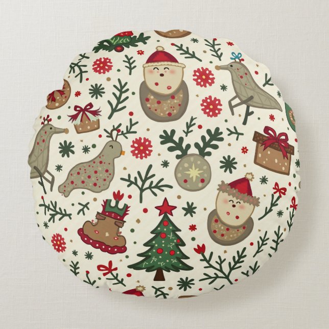 Weihnachtskissen Rundes Kissen (Vorderseite)