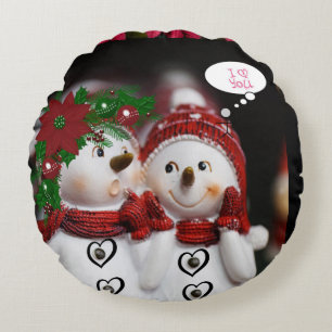 Weihnachtskissen, Schneemann Rundes Kissen