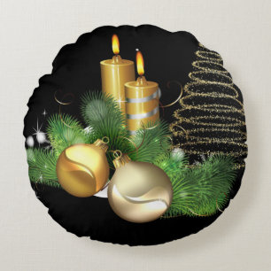 Weihnachtskissen, Weihnachtskerze Rundes Kissen