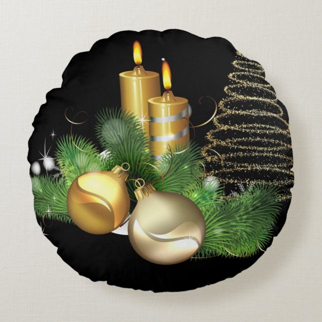 Weihnachtskissen, Weihnachtskerze Rundes Kissen (Vorderseite)