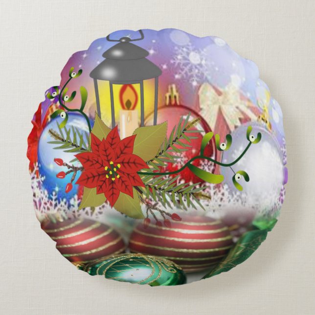 Weihnachtskissen, Weihnachtskerze Rundes Kissen (Vorderseite)