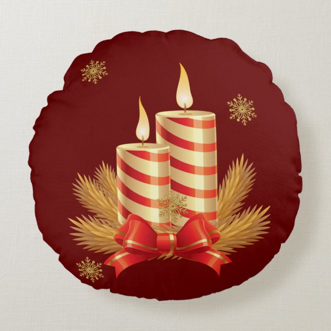 Weihnachtskissen, Weihnachtskerze Rundes Kissen (Vorderseite)