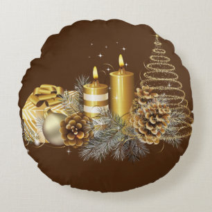 Weihnachtskissen, Weihnachtskerze Rundes Kissen
