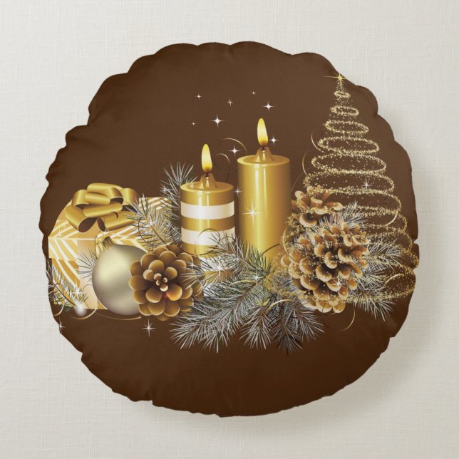 Weihnachtskissen, Weihnachtskerze Rundes Kissen (Vorderseite)