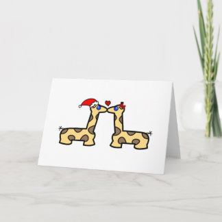 Weihnachtskissing Giraffen Feiertagskarte
