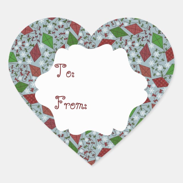 Weihnachtskites, Geschenksticker Herz-Aufkleber (Vorderseite)
