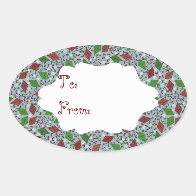 Weihnachtskites, Geschenksticker Ovaler Aufkleber (Vorderseite)