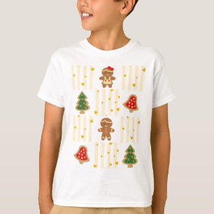 Weihnachtskitt mit Keksen und gelben Streifen T-Shirt