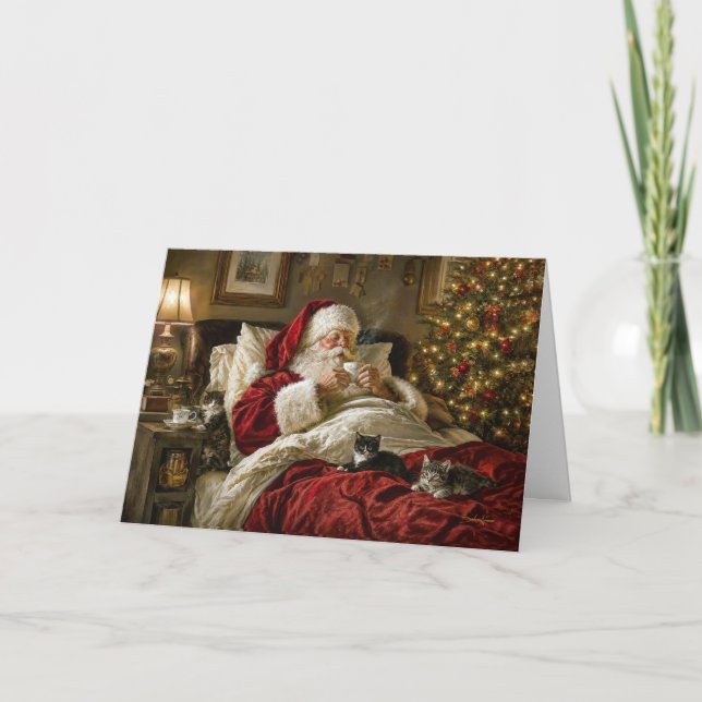 Weihnachtskitten am Baum Feiertagskarte (Vorderseite)