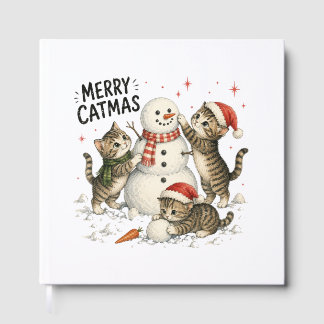 Weihnachtskitten bauen Schneemann Gästebuch