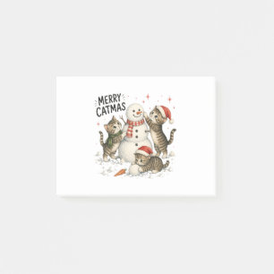 Weihnachtskitten bauen Schneemann Post-it Klebezettel
