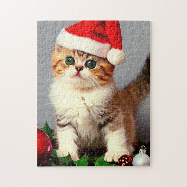 Weihnachtskitten in Weihnachtsmannmütze (Vertikal)