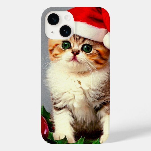 Weihnachtskitten in Weihnachtsmannmütze Case-Mate iPhone 14 Hülle (Rückseite)
