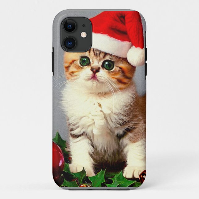 Weihnachtskitten in Weihnachtsmannmütze Case-Mate iPhone Hülle (Rückseite)