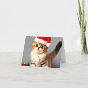Weihnachtskitten in Weihnachtsmannmütze Dankeskarte