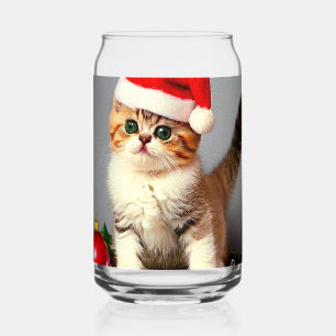 Weihnachtskitten in Weihnachtsmannmütze Dosenglas