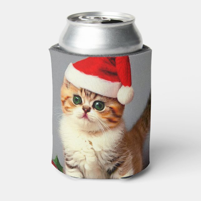 Weihnachtskitten in Weihnachtsmannmütze Dosenkühler (Kanne Rückseite)