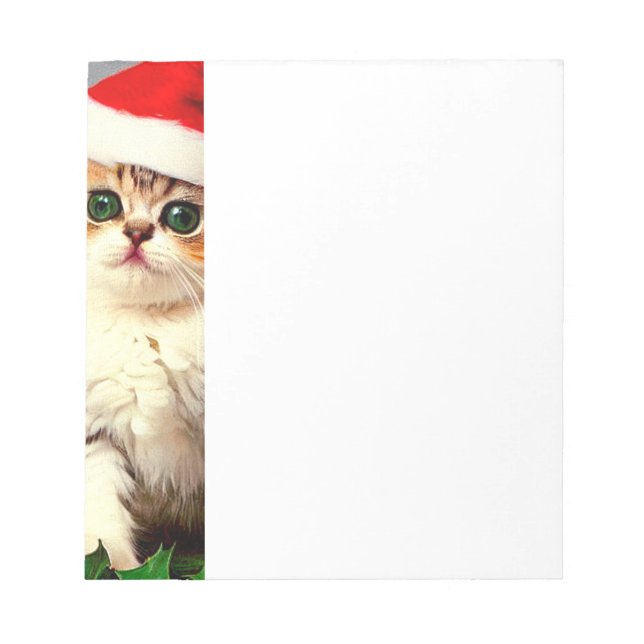 Weihnachtskitten in Weihnachtsmannmütze Notizblock (Vorderseite)