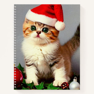 Weihnachtskitten in Weihnachtsmannmütze Notizbuch