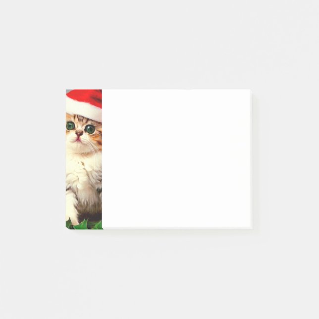 Weihnachtskitten in Weihnachtsmannmütze Post-it Klebezettel (Vorderseite)