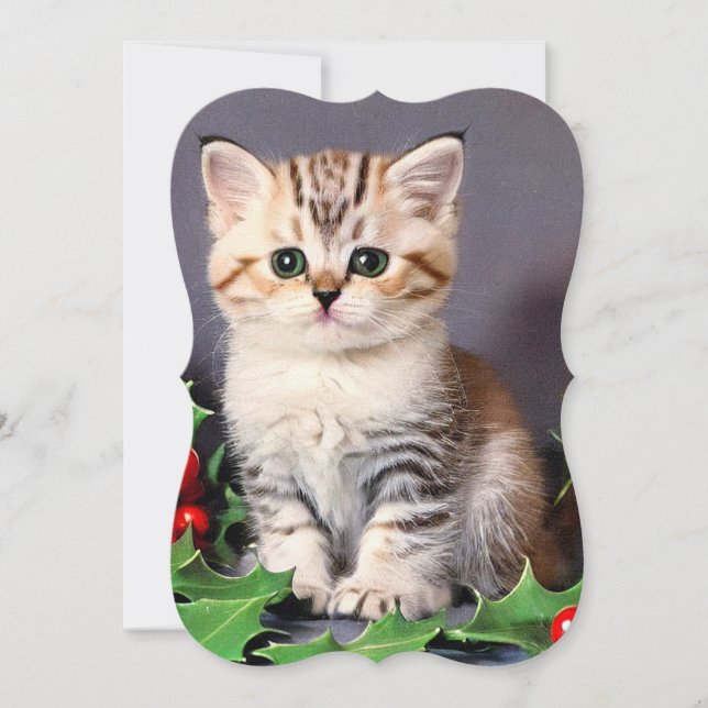 Weihnachtskitten und Holly Card (Vorderseite)