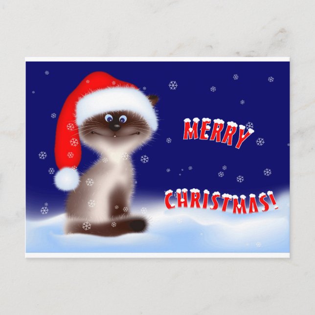 Weihnachtskitty Feiertagspostkarte (Vorderseite)