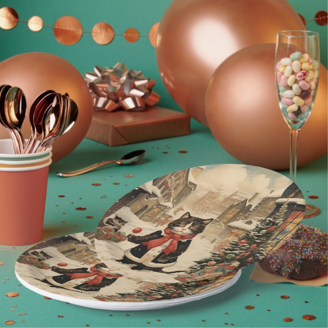 Weihnachtskitty, Schneetag Pappteller (Multi)