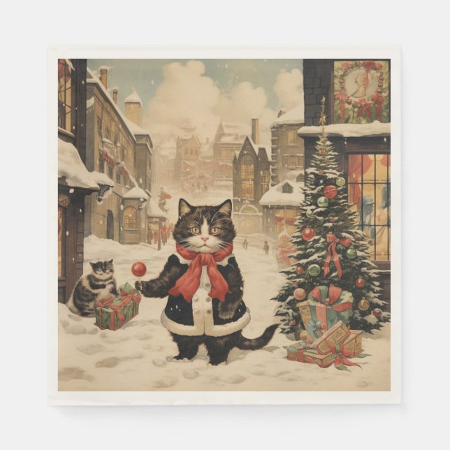 Weihnachtskitty, Schneetag Serviette (Vorderseite)
