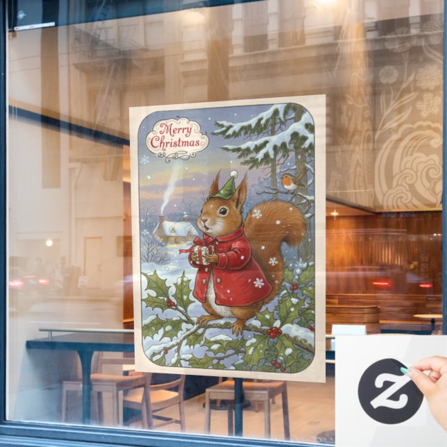 Weihnachtsklammer Fensteraufkleber (Café-Fenster)