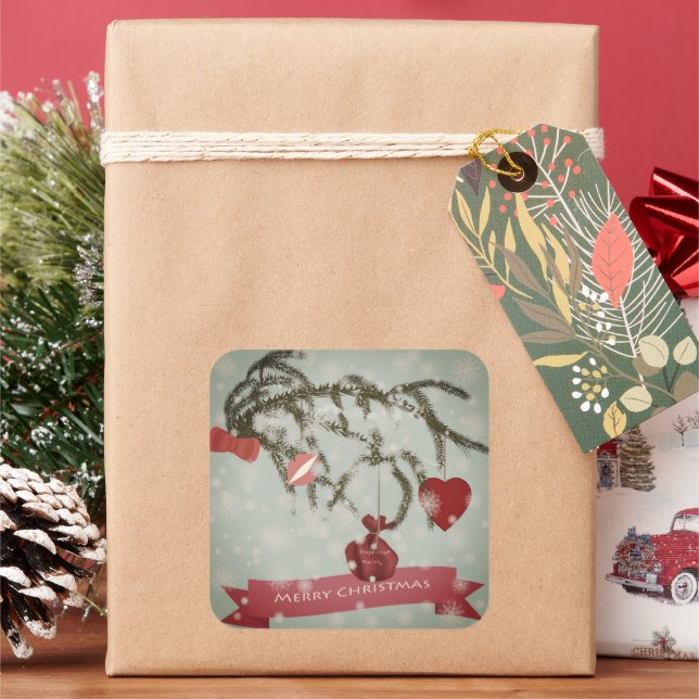 Weihnachtsklammer Quadratischer Aufkleber (Feiertag)