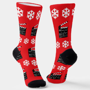 Weihnachtsklapperboards und Snowflakes Spaß Film Socken