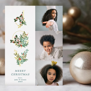 Weihnachtsklassiker Minze Botanisch JOY Collage Fo Folien Feiertagskarte