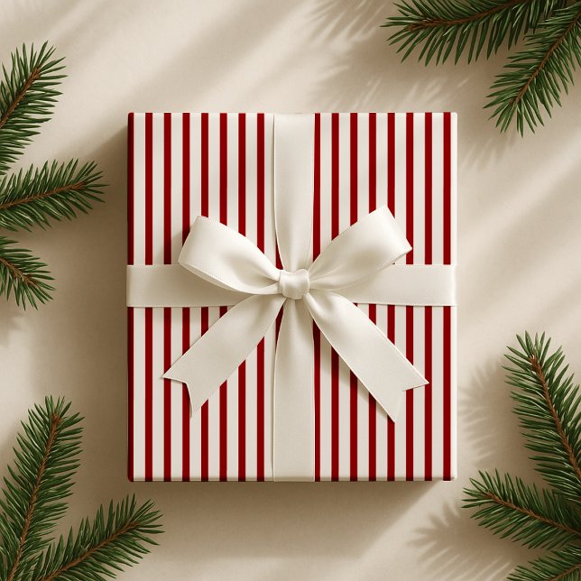 Weihnachtsklassiker rot/cremefarben gestreift geschenkpapier (Von Creator hochgeladen)