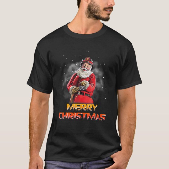 Weihnachtsklaus Fireman Feuerwehrmann Weihnachtsko T-Shirt (Vorderseite)