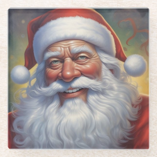 Weihnachtsklauseln Frohe Weihnachten - Neues Jahr Glasuntersetzer (Vorderseite)