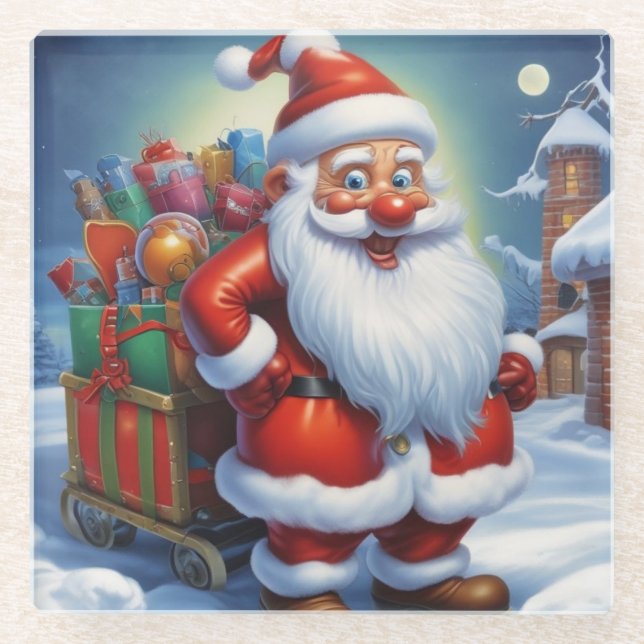 Weihnachtsklauseln Frohe Weihnachten - Neues Jahr Glasuntersetzer (Vorderseite)