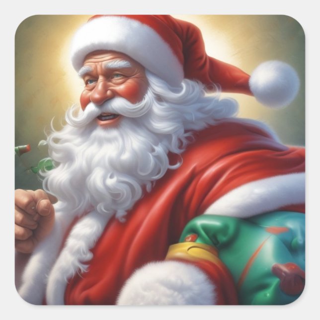 Weihnachtsklauseln Frohe Weihnachten - Neues Jahr Quadratischer Aufkleber (Vorderseite)