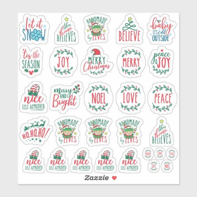 Weihnachtskleber Aufkleber (Blatt)