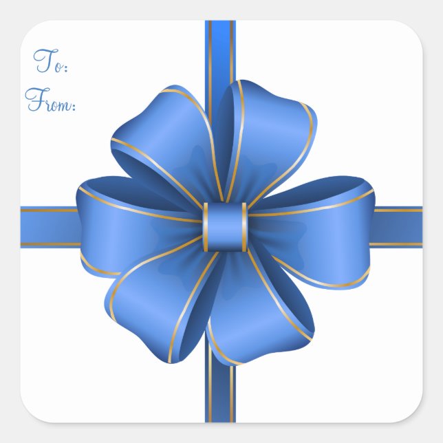 Weihnachtskleber/Blauer und Goldbug Quadratischer Aufkleber (Vorderseite)