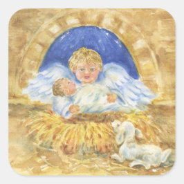 Weihnachtskleber Christlicher Engel präsentiert Je Quadratischer Aufkleber